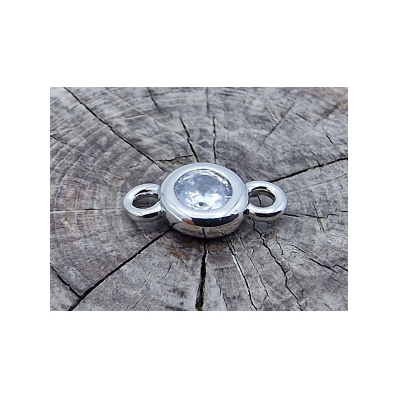 Zwischenteil-Link, Strass 4/8mm, Messing rhodium