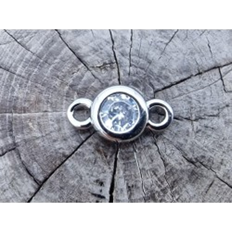 Zwischenteil-Link, Strass 4/8mm, Messing rhodium