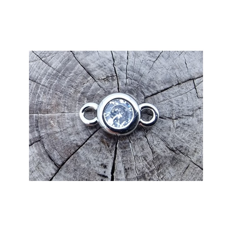 Zwischenteil-Link, Strass 4/8mm, Messing rhodium
