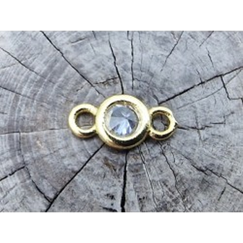 Zwischenteil-Link, Strass 4/8mm, Messing vergoldet