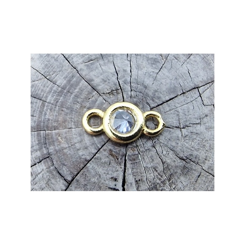 Zwischenteil-Link, Strass 4/8mm, Messing vergoldet