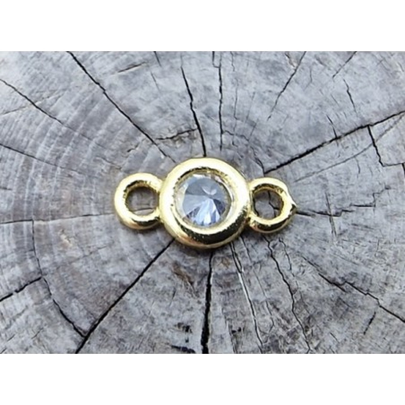 Zwischenteil-Link, Strass 4/8mm, Messing vergoldet
