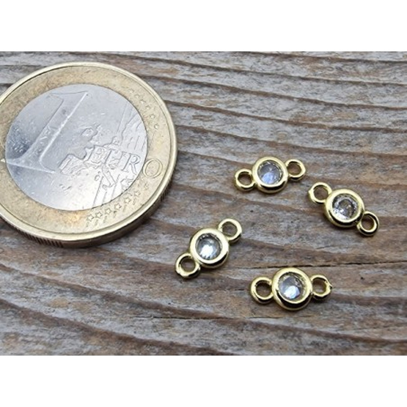 Zwischenteil-Link, Strass 4/8mm, Messing vergoldet
