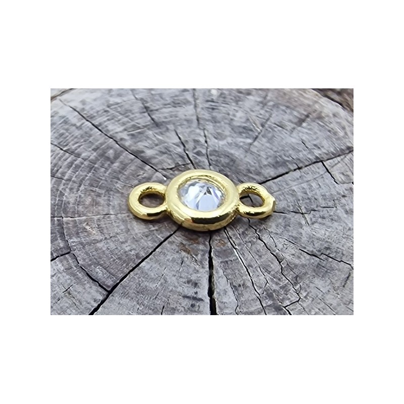 Zwischenteil-Link, Strass 4/8mm, Messing vergoldet