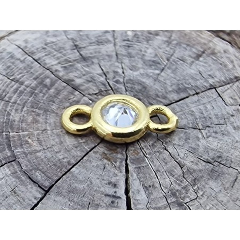 Zwischenteil-Link, Strass 4/8mm, Messing vergoldet