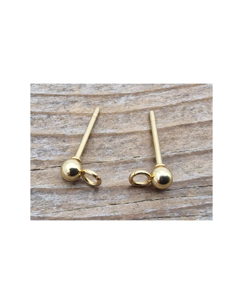 Ohrstecker 3mm (2 Stk), Edelstahl gold