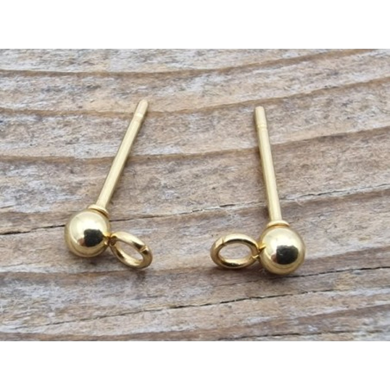 Ohrstecker 3mm (2 Stk), Edelstahl gold