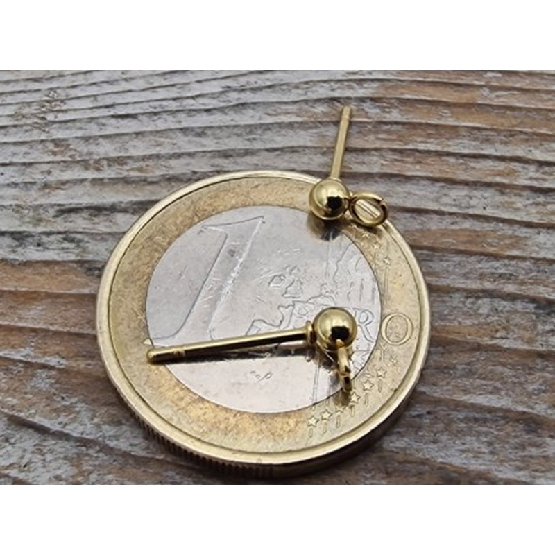 Ohrstecker 3mm (2 Stk), Edelstahl gold