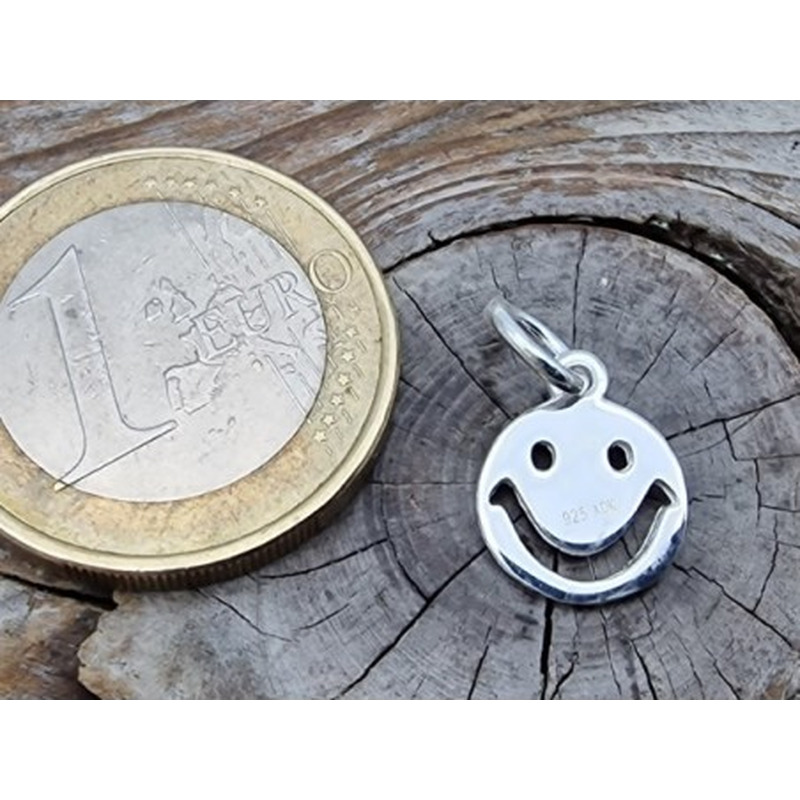 Charm Smiley 10mm, 925 Silber