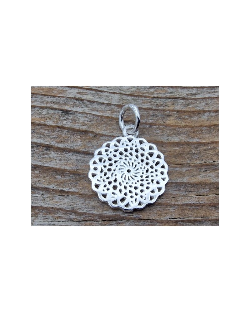 Charm Mandala 15mm, 925 Silber