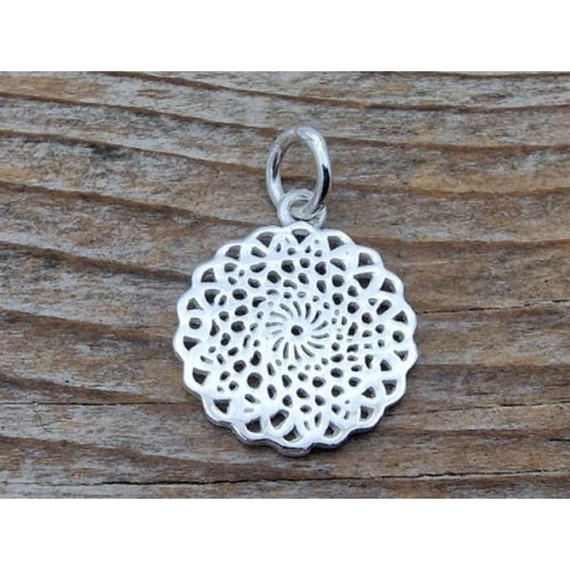 Charm Mandala 15mm, 925 Silber