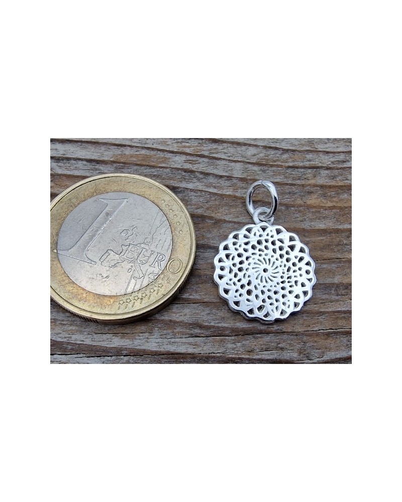 Charm Mandala 15mm, 925 Silber