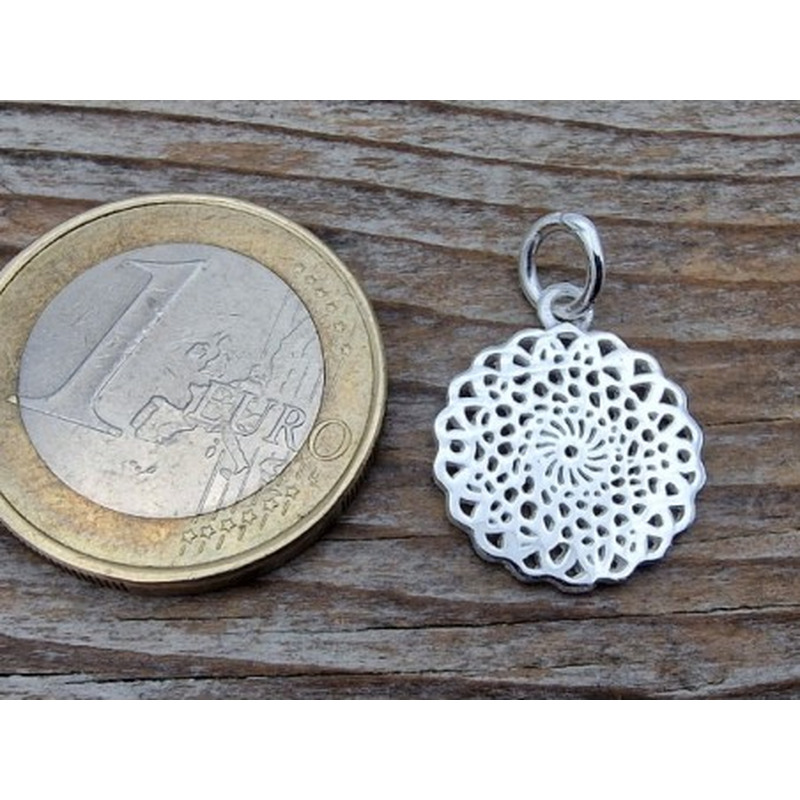 Charm Mandala 15mm, 925 Silber