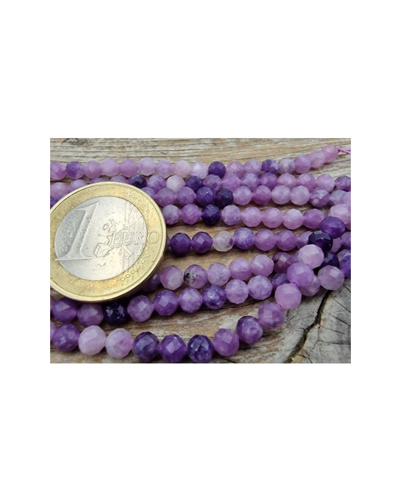 Lepidolithkette (Glimmer) facettiert 4mm