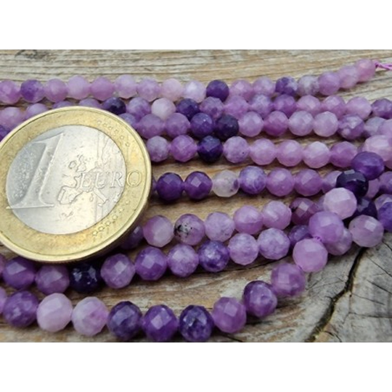 Lepidolithkette (Glimmer) facettiert 4mm