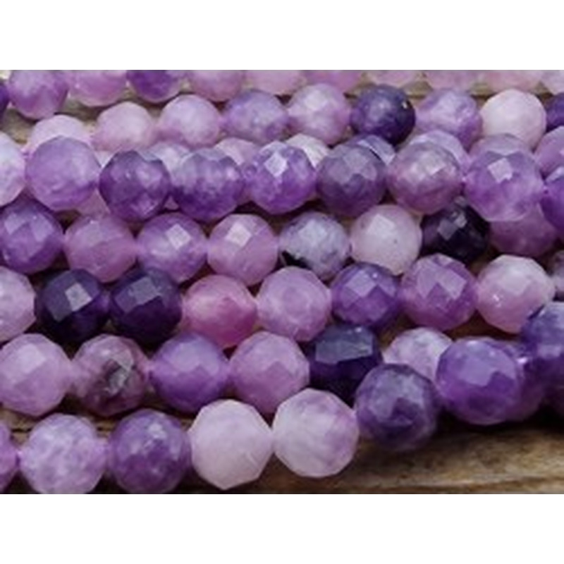 Lepidolithkette (Glimmer) facettiert 4mm