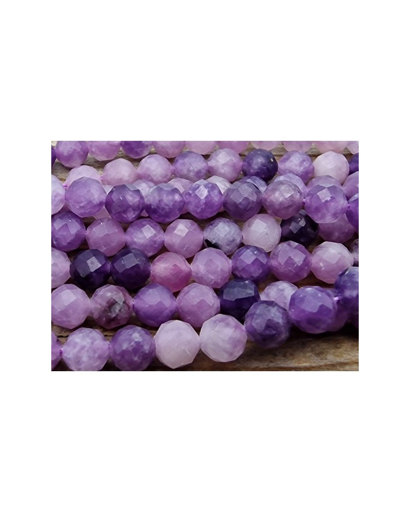 Lepidolithkette (Glimmer) facettiert 4mm