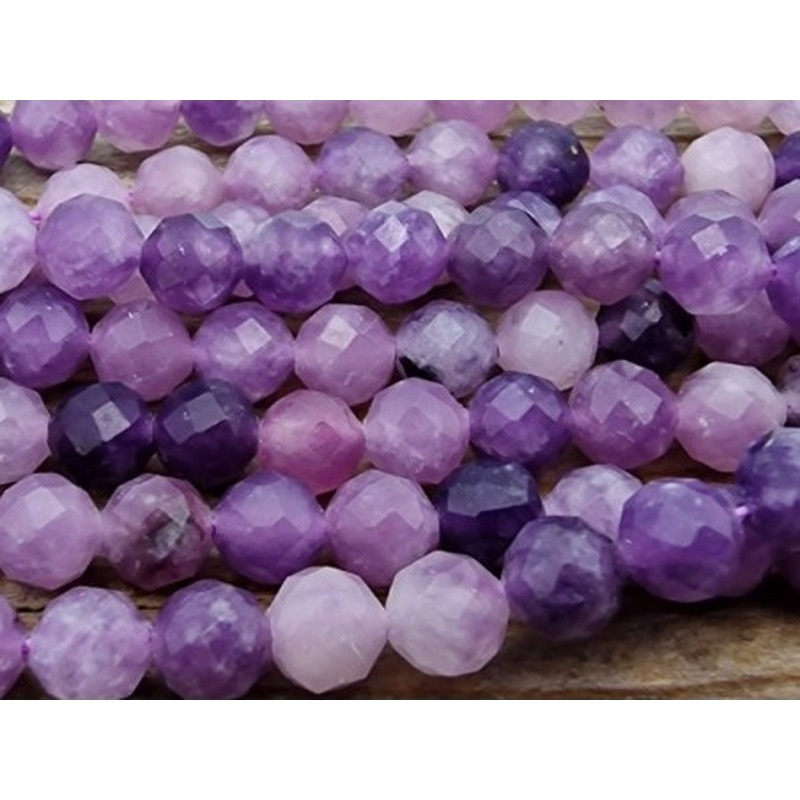 Lepidolithkette (Glimmer) facettiert 4mm