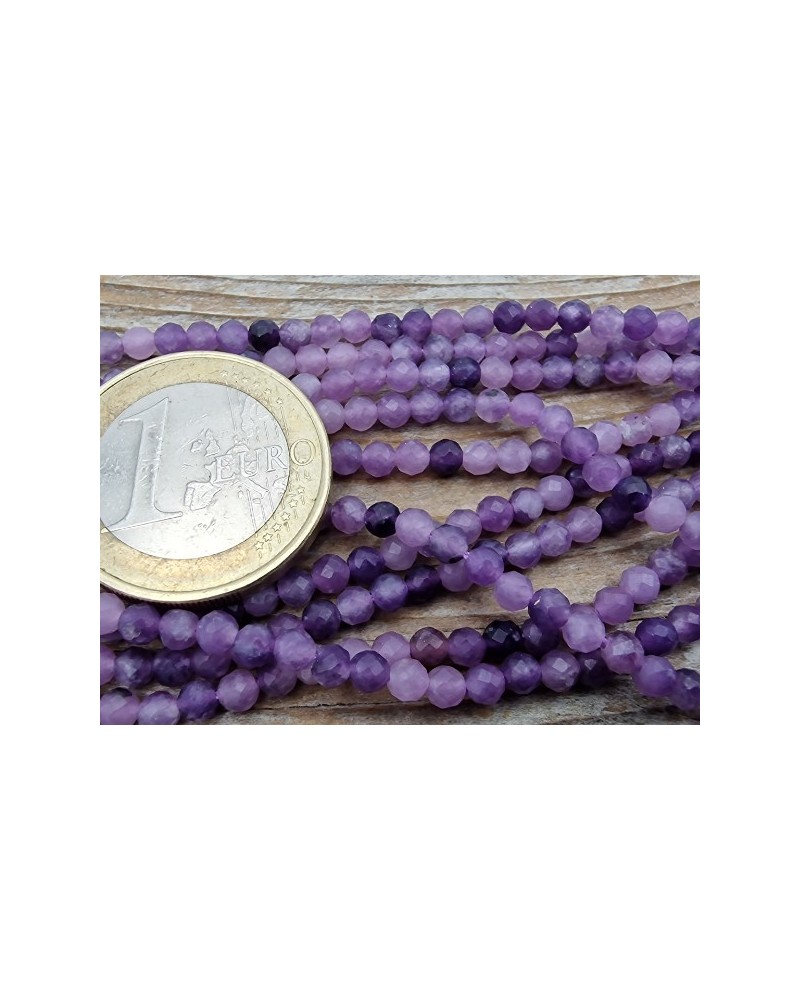 Lepidolithkette (Glimmer) facettiert 3mm