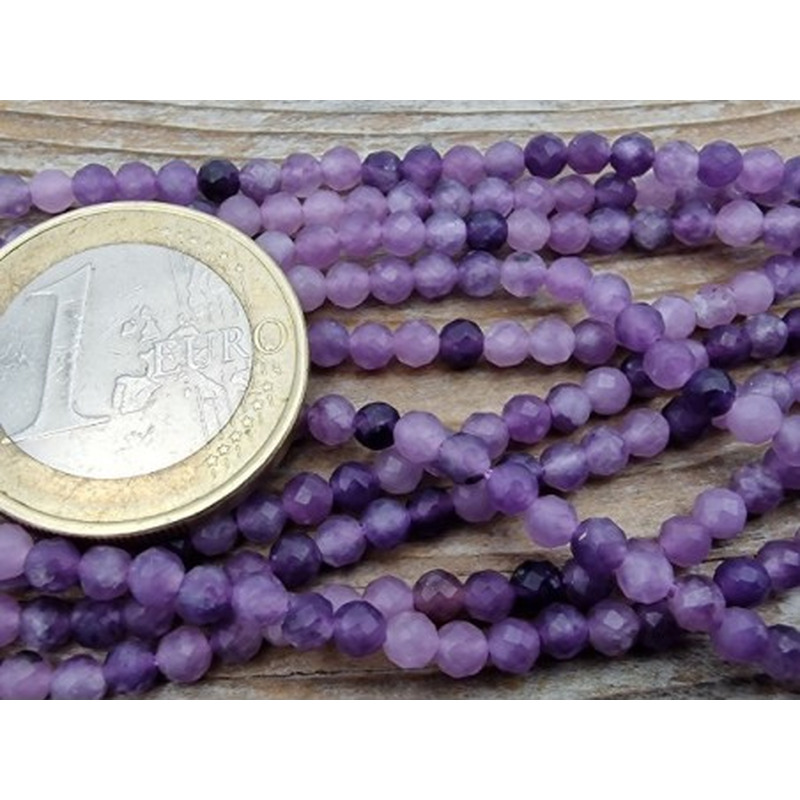 Lepidolithkette (Glimmer) facettiert 3mm