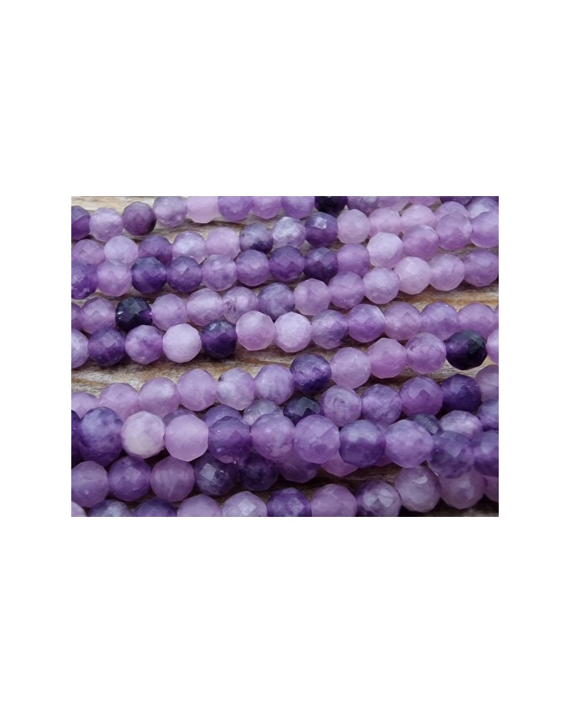 Lepidolithkette (Glimmer) facettiert 3mm