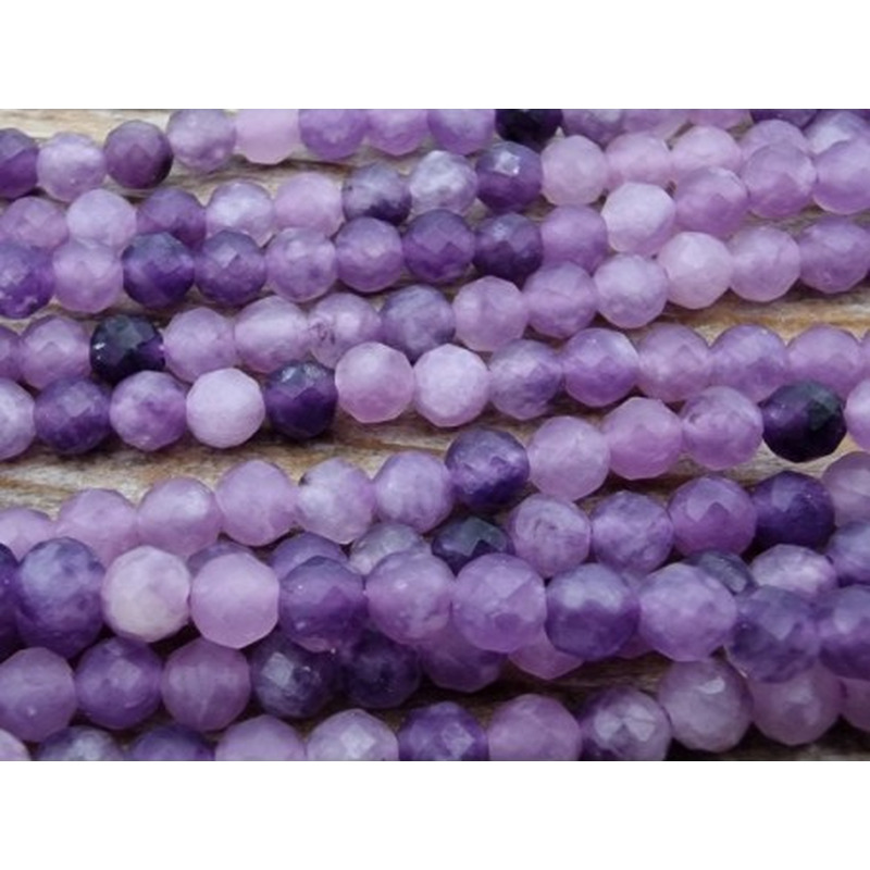 Lepidolithkette (Glimmer) facettiert 3mm