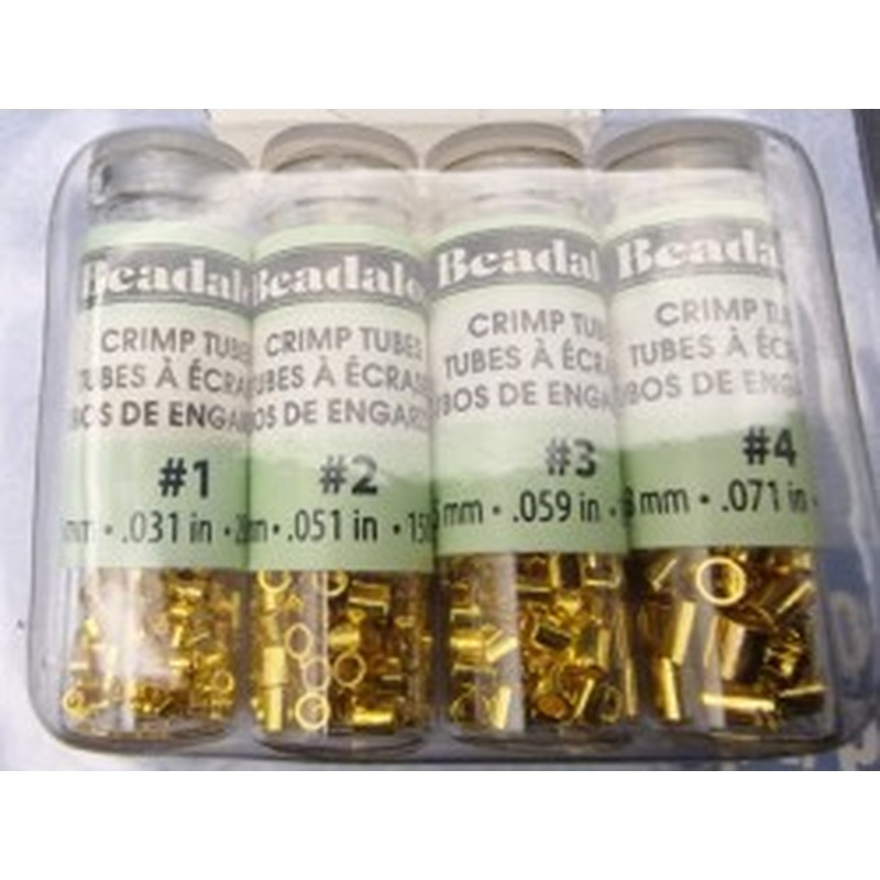Quetschröhrchen Set, Messing vergoldet, 600 Stk