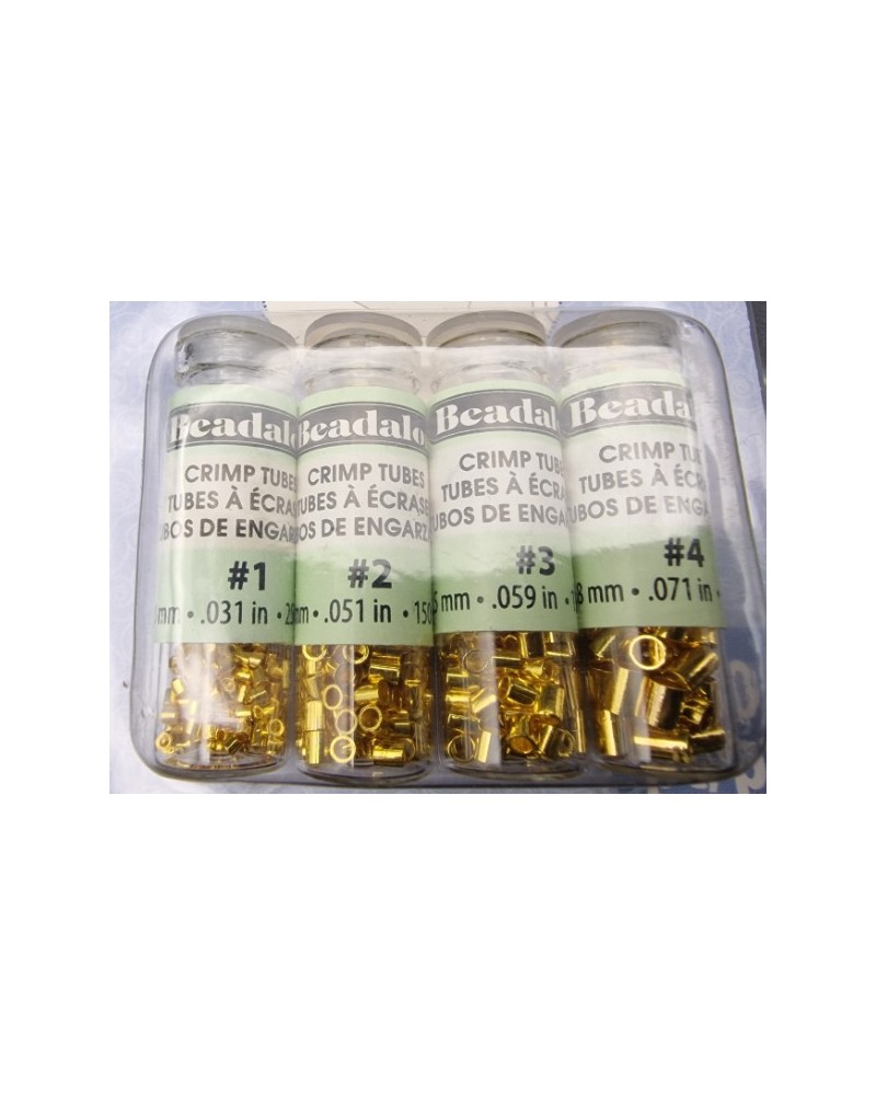 Quetschröhrchen Set, Messing vergoldet, 600 Stk