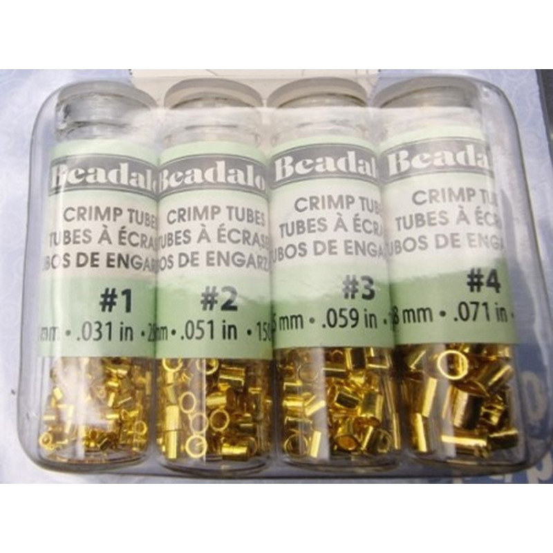 Quetschröhrchen Set, Messing vergoldet, 600 Stk