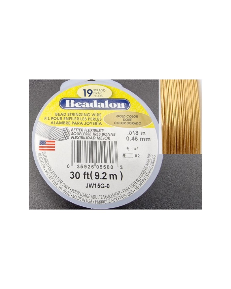 Jewelry Wire GOLD 0.46mm/9.2m/19str BEADALON