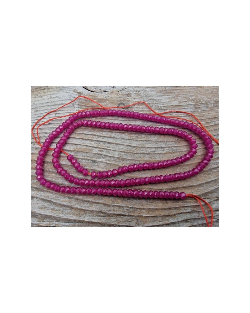 Rubin Kette facettiert 3x2mm farbbehandelt