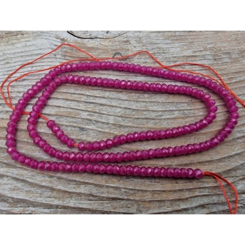 Rubin Kette facettiert 3x2mm farbbehandelt