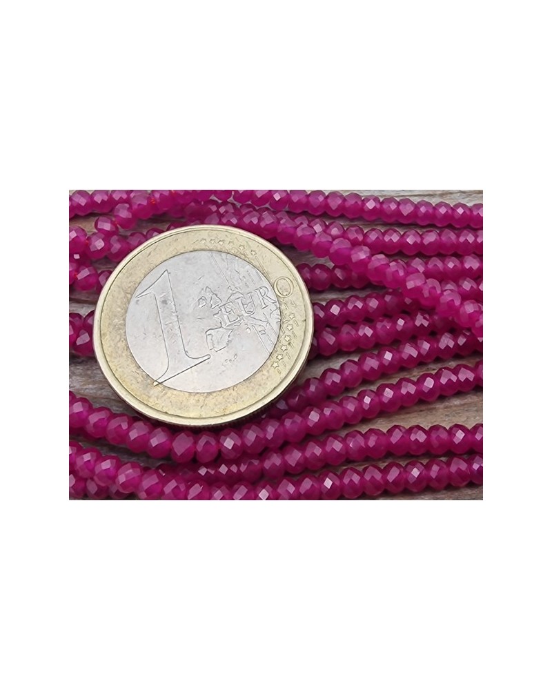 Rubin Kette facettiert 3x2mm farbbehandelt