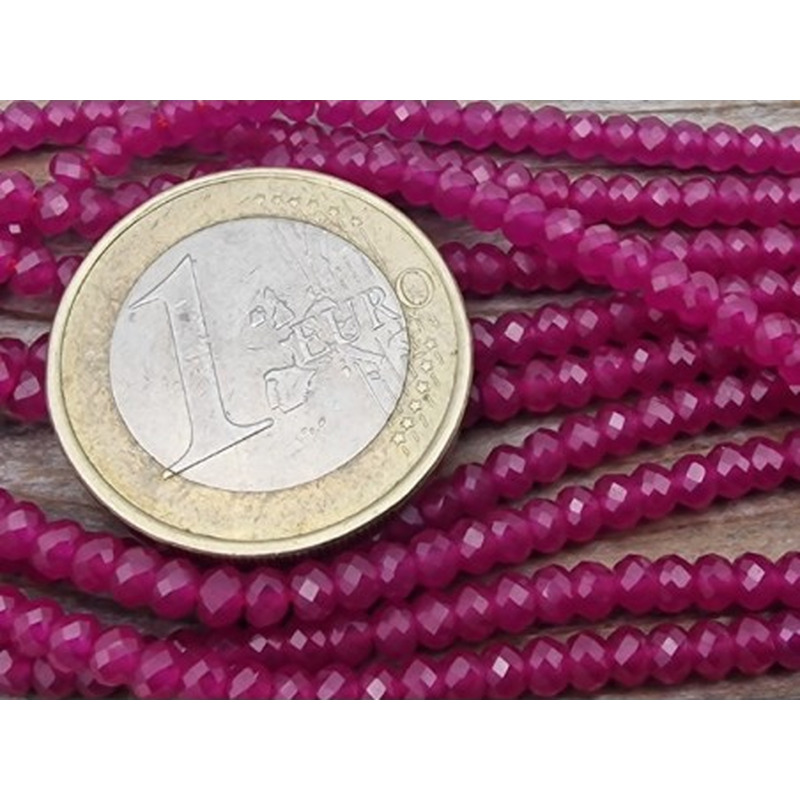 Rubin Kette facettiert 3x2mm farbbehandelt