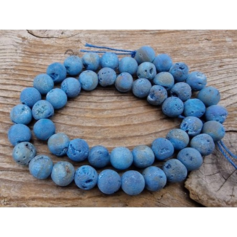 Drusy Achatkette blau 8mm