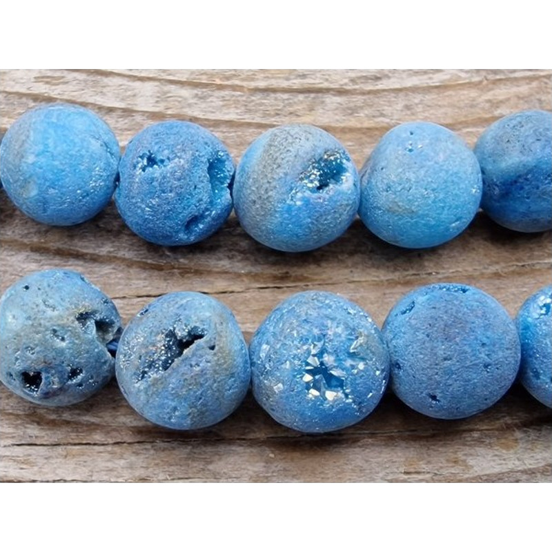 Drusy Achatkette blau 8mm