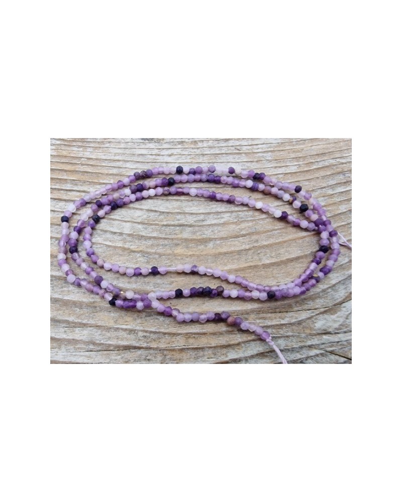 Lepidolithkette (Glimmer) facettiert 2mm