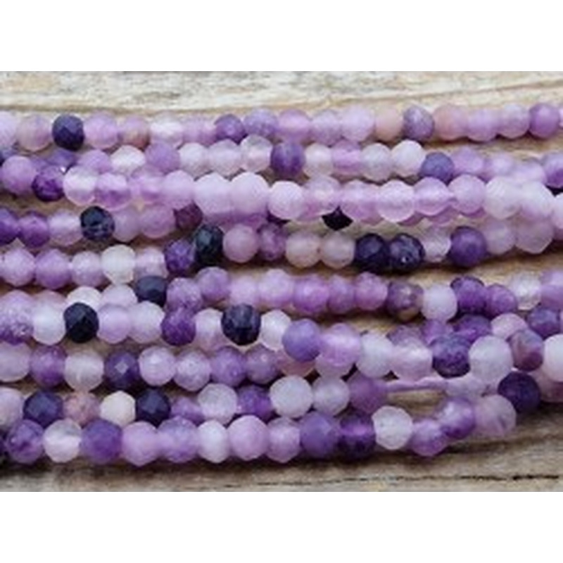 Lepidolithkette (Glimmer) facettiert 2mm