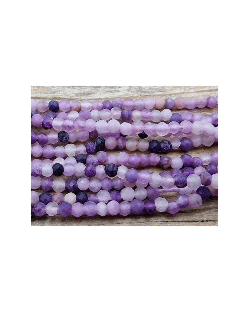 Lepidolithkette (Glimmer) facettiert 2mm
