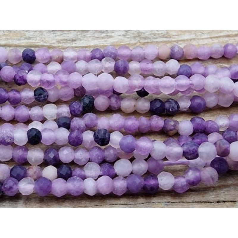 Lepidolithkette (Glimmer) facettiert 2mm