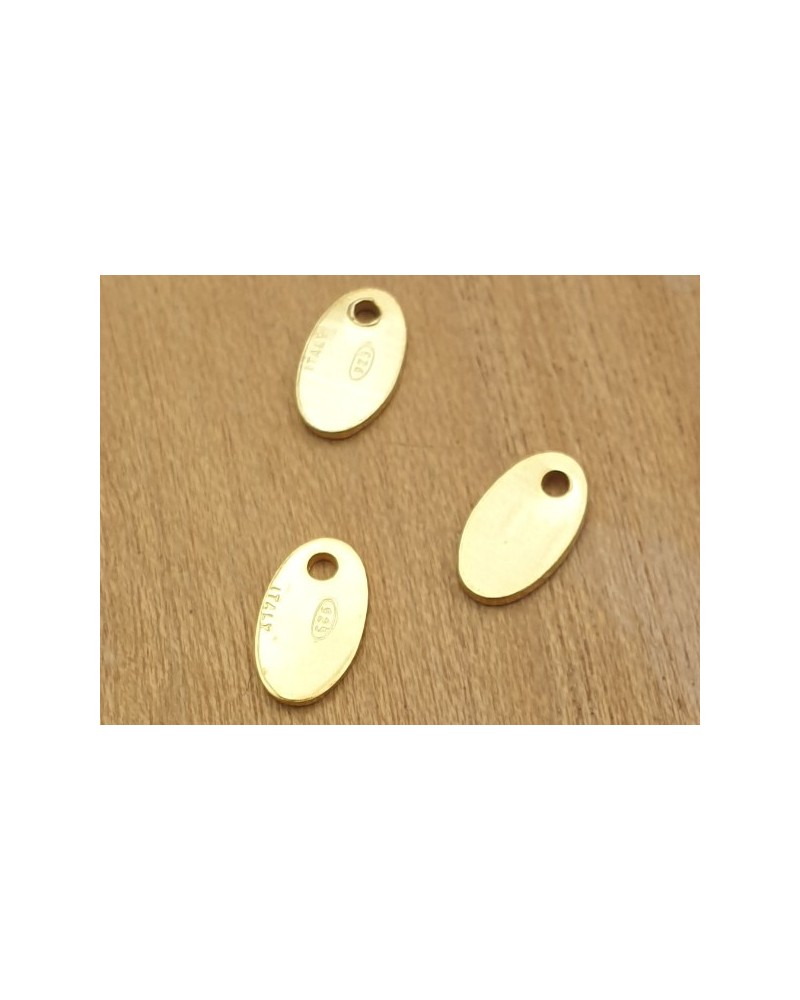 Charm Plakette 4x7mm, 925 Silber vergoldet