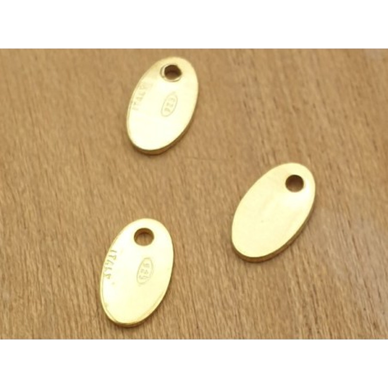 Charm Plakette 4x7mm, 925 Silber vergoldet
