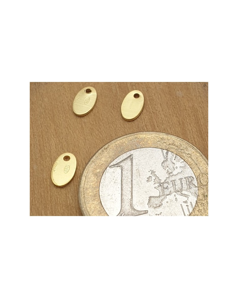Charm Plakette 4x7mm, 925 Silber vergoldet