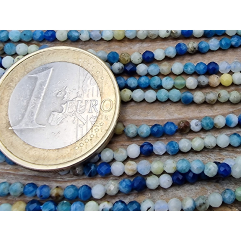 K2-Azuritkette (K2 Nite Stone) 2mm facettiert