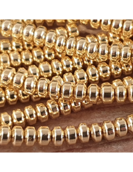 Blutsteinkette Gold (Hämatit) 3x2mm