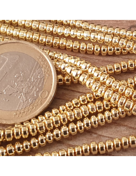 Blutsteinkette Gold (Hämatit) 3x2mm