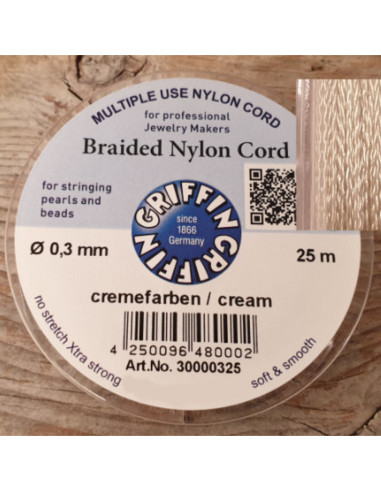 geflochtene Nylonschnur, cremefarben, 0.3mm/25m