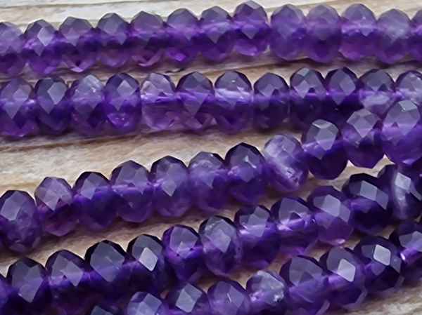 amethyst necklace faceted 4x2mm