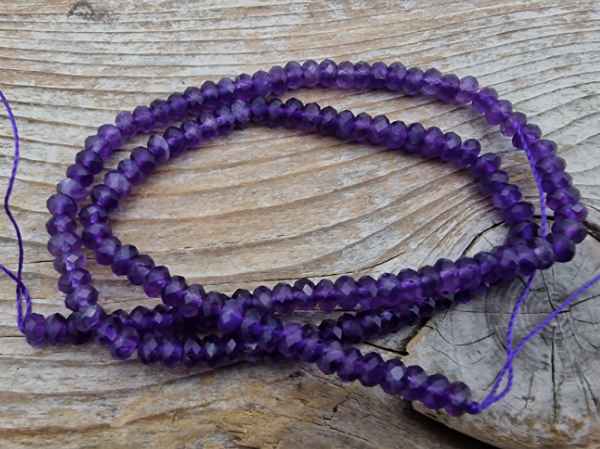 amethyst necklace faceted 4x2mm
