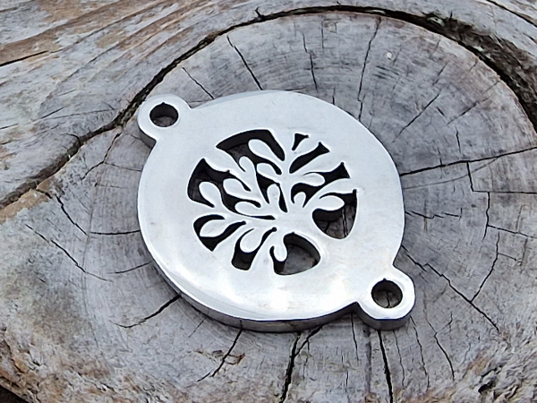 finding-link, tree of life 21mm, stainless steel